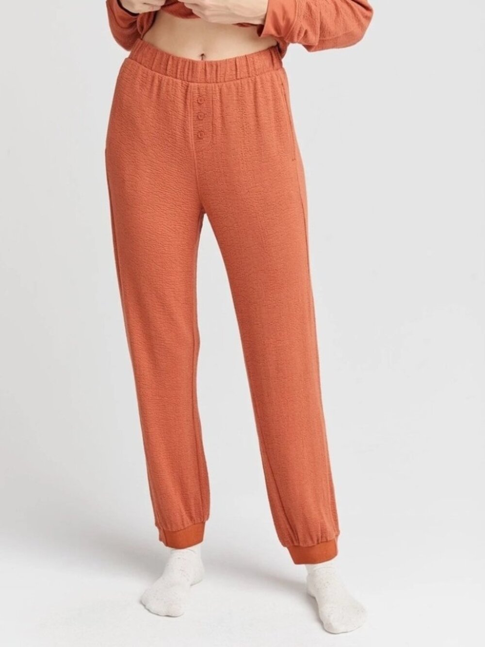 RICHER POORER Women’s Bounce Knit Unwind Pant Size Small Lounge Stretch Brown